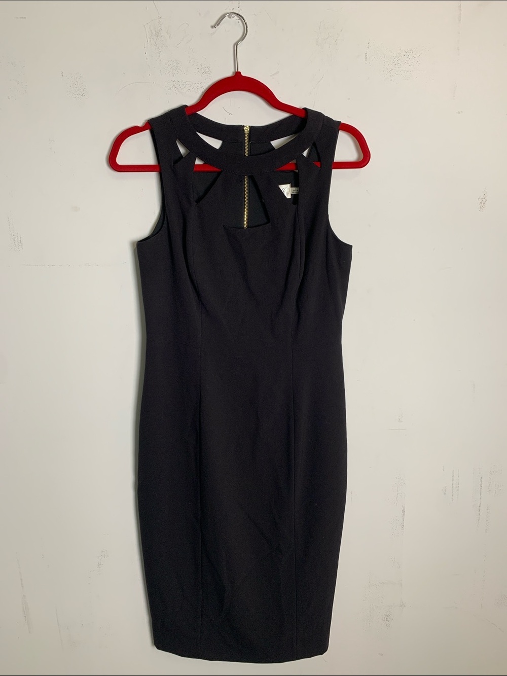 Eliza J Black Midi Dress with Geometric Cutouts